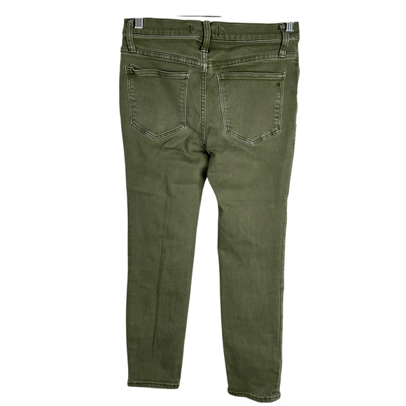 Madewell 26P Mid-Rise Skinny Cropped Jeans Button Front Stretch Denim Army Green - Picture 4 of 9